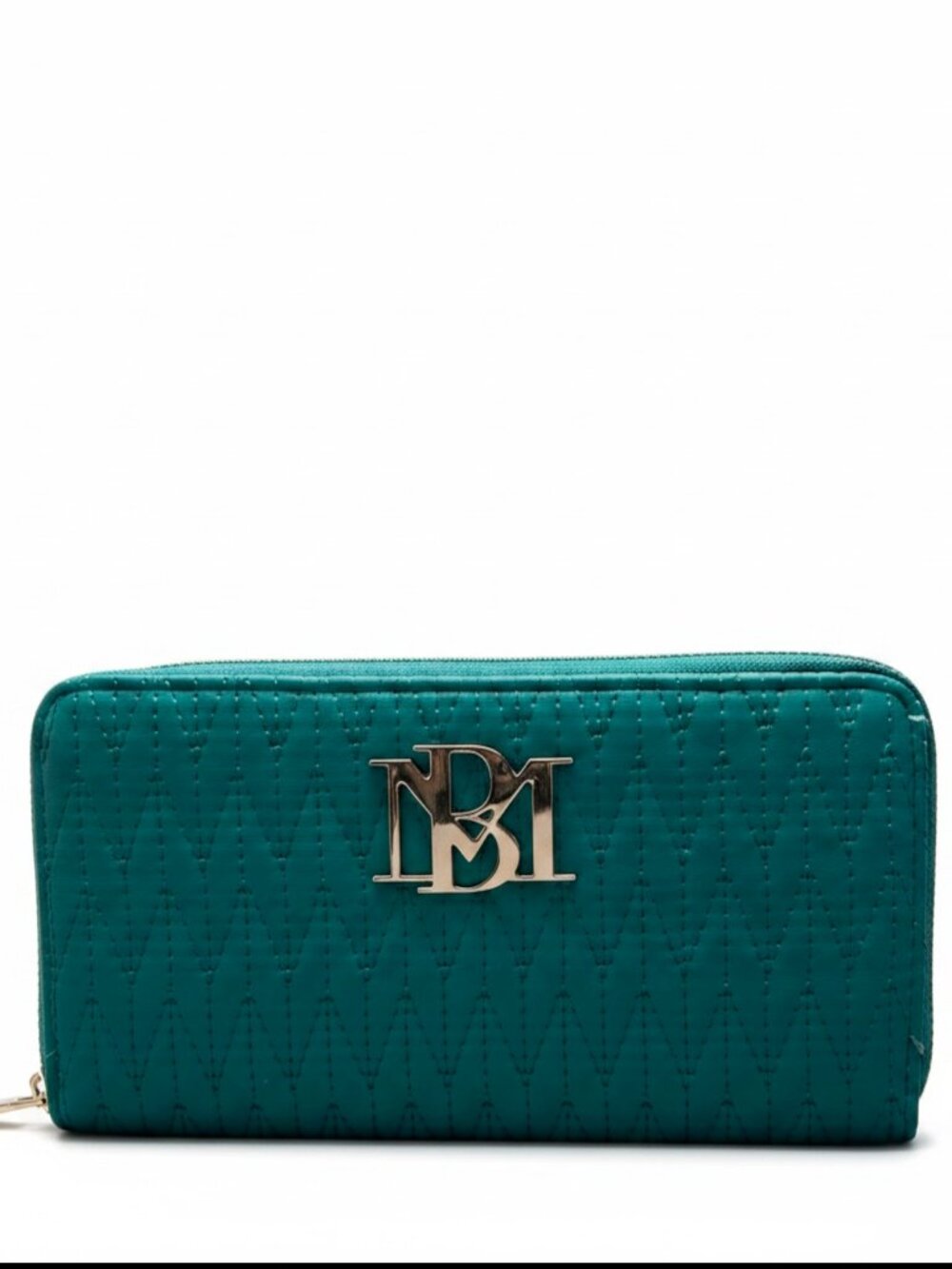 Badgley Mischka Teal Quilted Zip Around Wallet Vegan Leather NWT